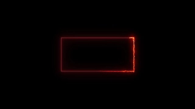 Neon squire border icon, seamless loop video of glowing neon rectangles animation.
