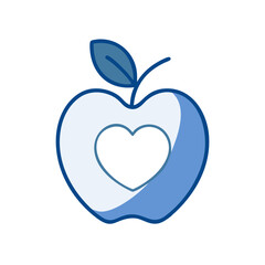 Fototapeta premium Apple icon with heart shape design in blue color scheme 