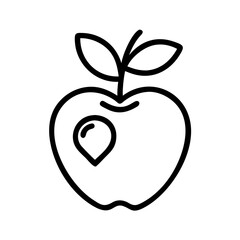 Fototapeta premium Line art apple with heart-shaped leaf in minimalist style 