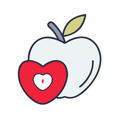 Fototapeta premium Apple with heart symbol representing love and health 