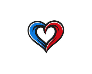 Abstract heart shape design in red and blue colors  