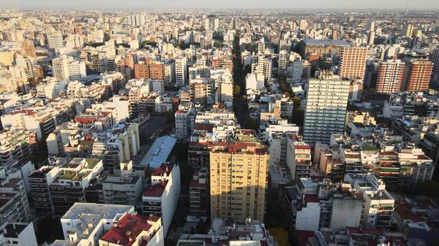 Panoramic Aerial View Of Barrio Caballito Of The Argentine Capital, Buenos Aires.
