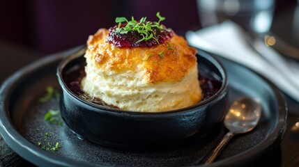 Freshly Baked Scone with Golden Brown Crust and Tasty Filling