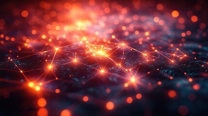 Fototapeta premium Abstract representation of interconnectedness through a network of glowing lines and nodes, illustrating the flow of information and energy