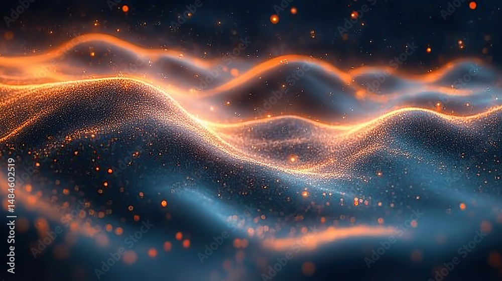 Wall mural abstract representation of time visualized as a flowing river of light with moments represented as g