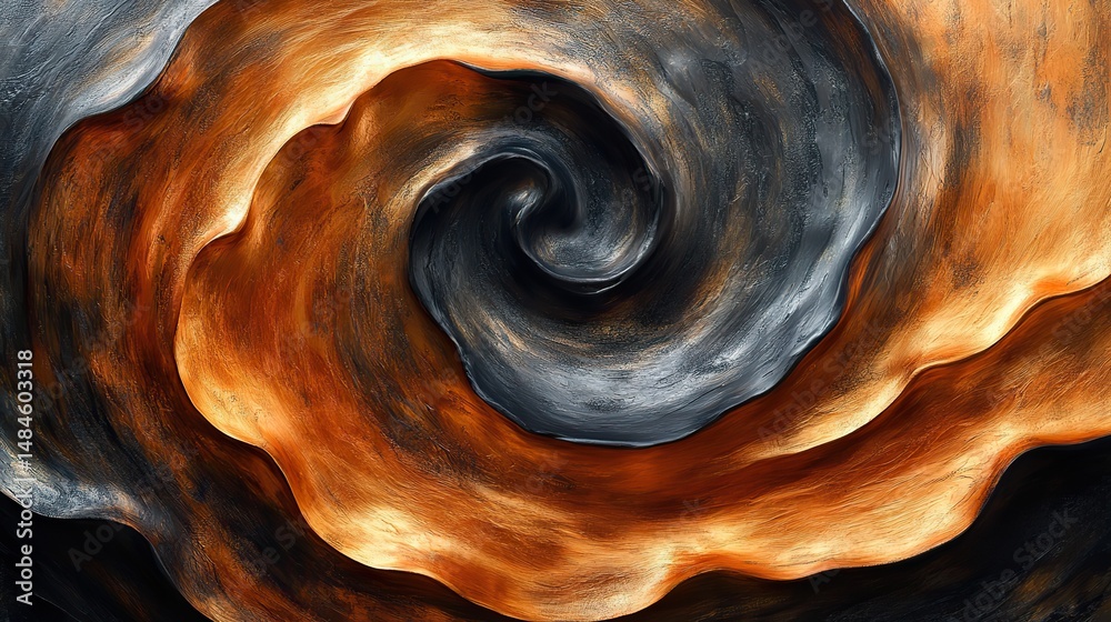 Wall mural abstract swirling patterns in warm earth tones, creating a sense of organic movement and connection 