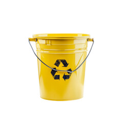 Yellow Recycling Bucket with Recycle Symbol