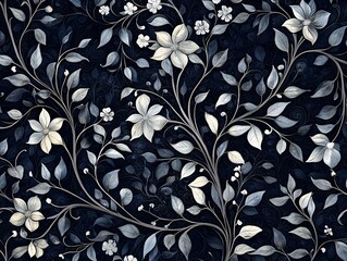 White floral pattern on dark background