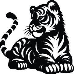 Cute Tiger Cub Silhouette