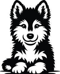 Naklejka premium Cute Wolf Pup Silhouette