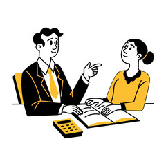 lawyer discussion illustration in hand drawn stye 

