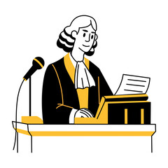 A court stenographer illustration in hand drawn style 

