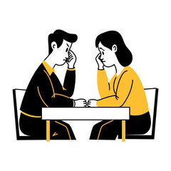 A hand drawn illustration of divorce between a couple 

