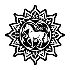 A filled style icon showing horse