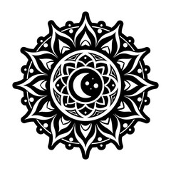 moon, lunar, mandala, artwork, tattoo,