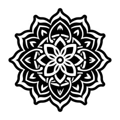 A glyph style icon showing meditative mandala