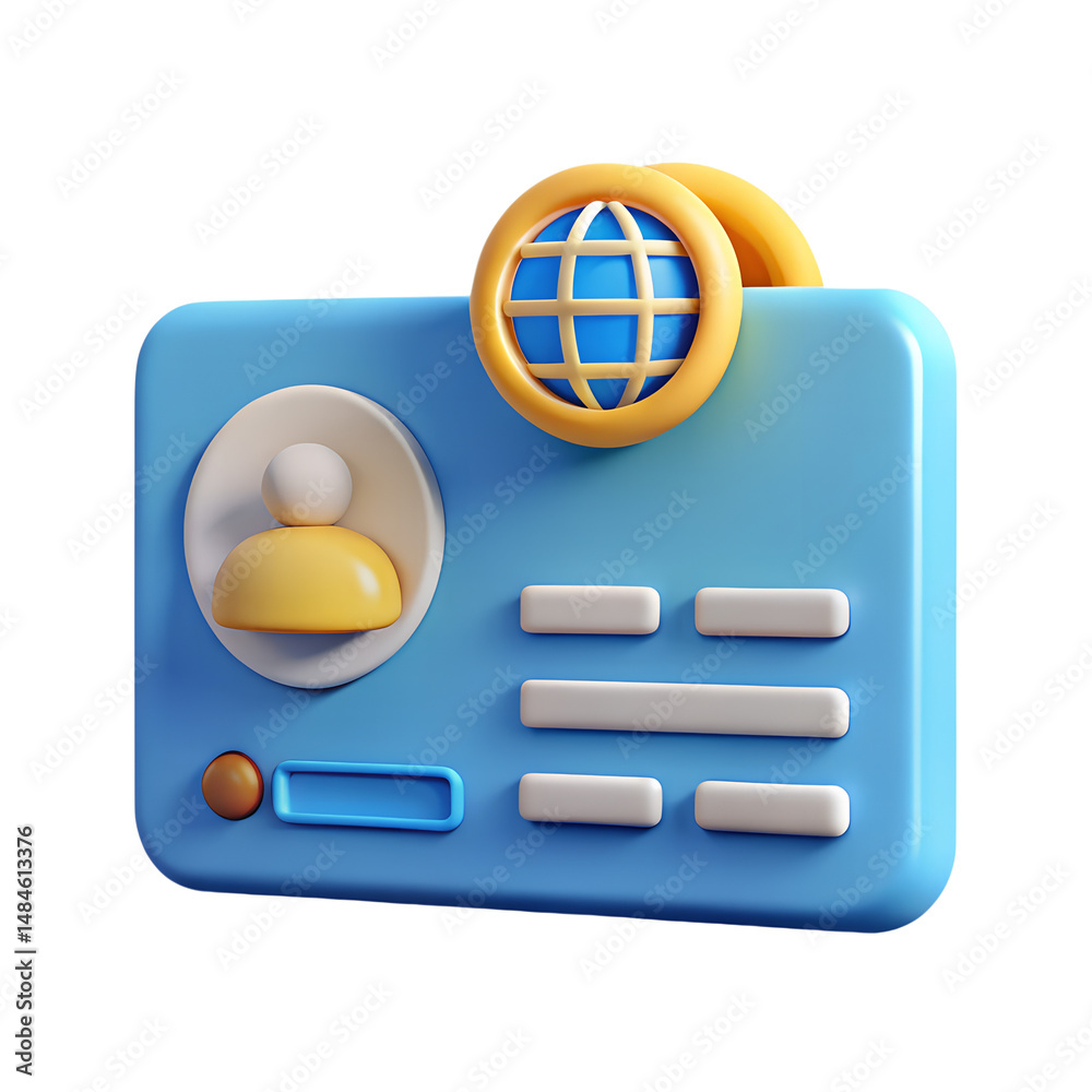 Poster a vibrant and captivating high quality 3d rendering icon presenting a user identification card and g