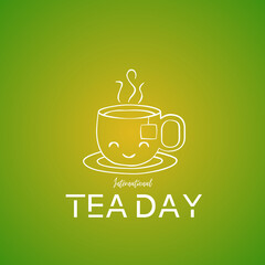 International Tea Day concept background. World Tea Day design for social media posts. 3D Illustration 1212