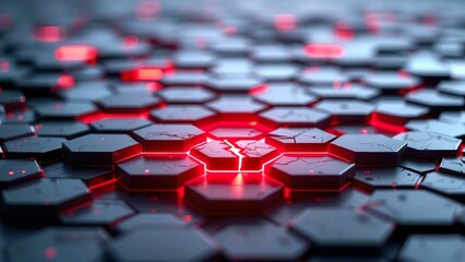 Obraz premium Glowing Red Hexagonal Technology Background