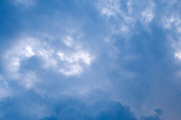 Fototapeta premium Blue sky with clouds and sun.