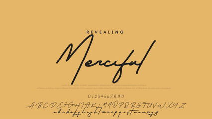 Signature script lettering font.
