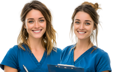 Smiling Female Healthcare Professionals Nurses, Doctors, or Medical Staff