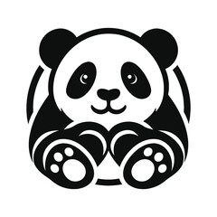 Cute Panda Logo Silhouette Design