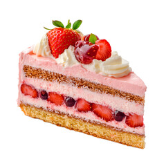 Delicious Strawberry Cake Slice with Whipped Cream