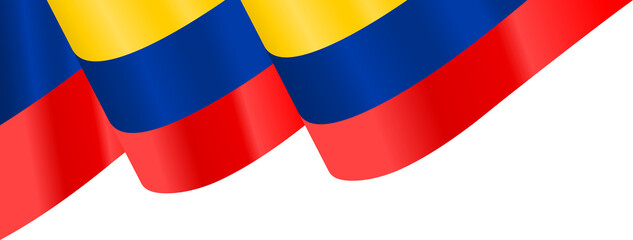 Colombia National Flag Ribbon Corner Border Illustration