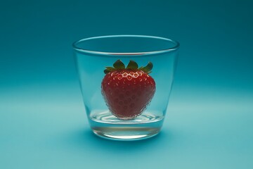 Strawberry floating inside a glass cup