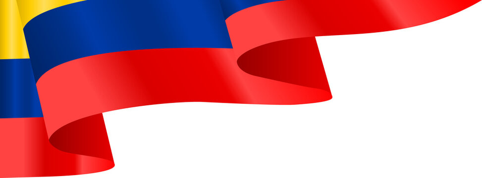 Colombia National Flag Ribbon Corner Border Illustration