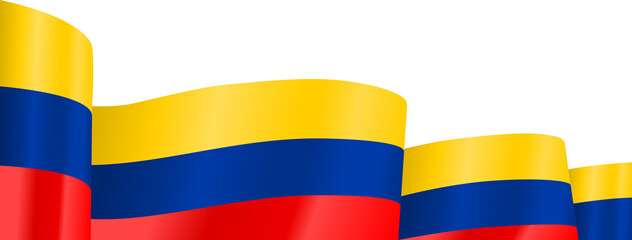 Colombia National Flag Ribbon Corner Border Illustration