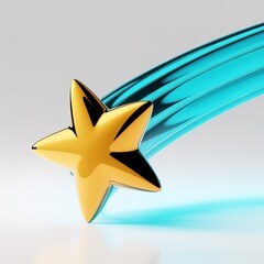 Golden star with a trailing blue streak representing a comet
