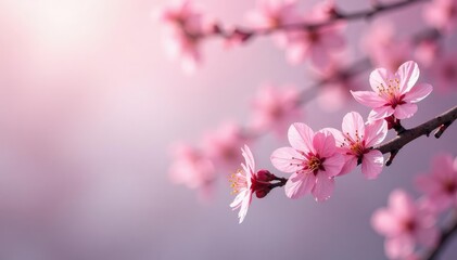 Fototapeta premium Delicate pink sakura blossoms, intricate branch pattern, sakura, serenity