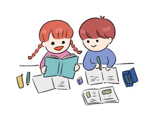 教科書で調べながら相談して問題を解く生徒