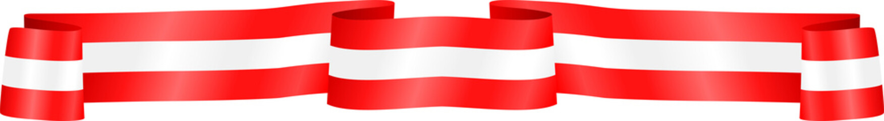 Red and White Austria Flag Wavy Ribbon Corner Border Illustration