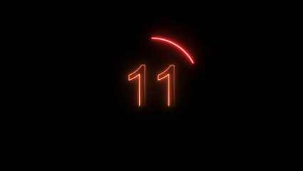 A dynamic circle glowing neon number 11 illustration. on a black background. and creating a stunning video.4k illustration.
