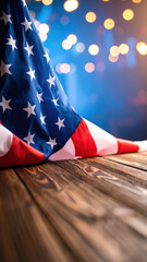 USA flag on the empty space background.