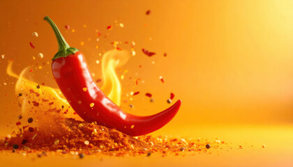 Chili on the empty space background.