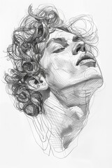 detailed sketch of a human face frontal view