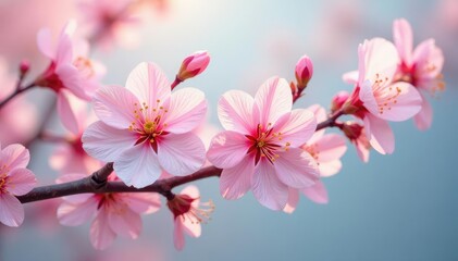 Intertwined blossoms, soft pastel shades, delicate lines, invitation, surface, blossom