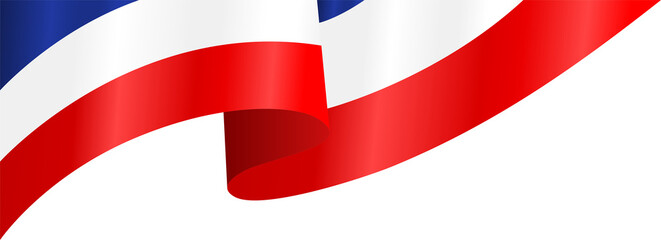 Blue White and Red American Flag Wavy Ribbon Corner Border Illustration