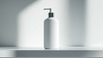 White Bottle with Pump on Shelf