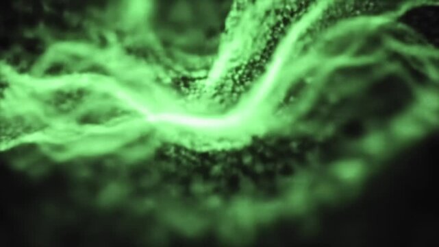 In this captivating display, green waves ebb and flow in a mesmerizing abstract pattern, creating a serene atmosphere. The rhythmic movements invite deep contemplation.