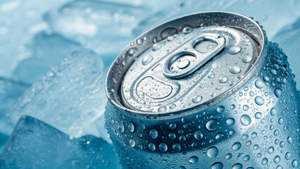 Cold drink can beverage refreshment aluminum ice water condensation chill