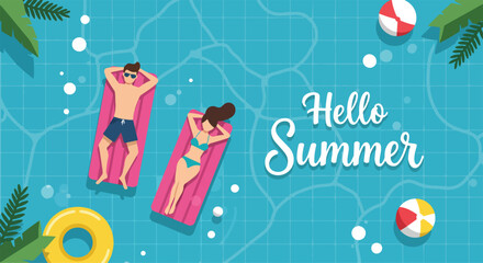 Adobe Illustrator Artwork Summer activity: Flat vector illustration with 