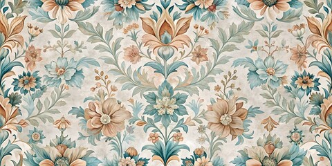 Floral Vintage Ceramic Tile In Soft Pastel Shades