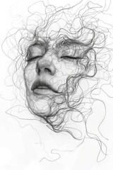 detailed sketch of a human face frontal view