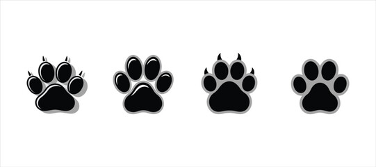animal footprints silhouette. animal footprints illustration on white background.  © MOMENIN SUNNY