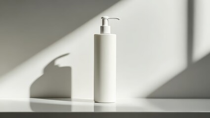 White Bottle with Pump on Shelf